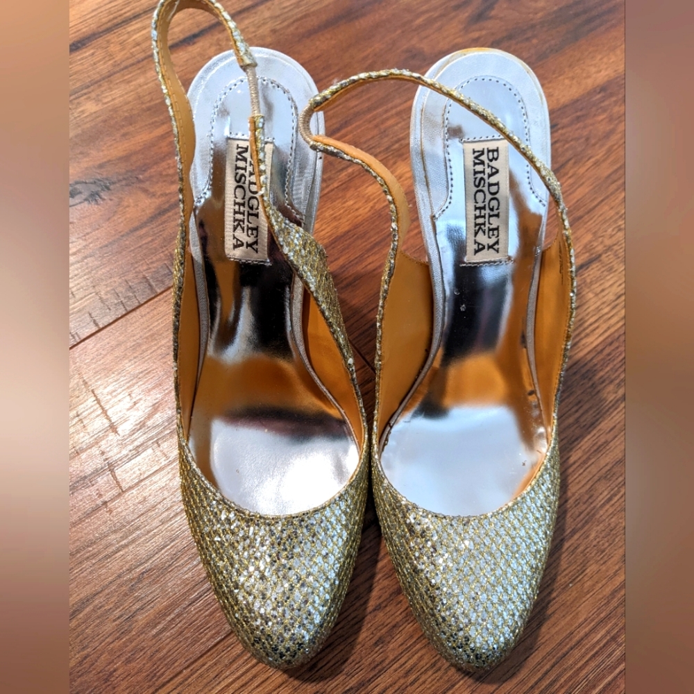 Badgley Mischka Gold/Silver Sling-back Heels